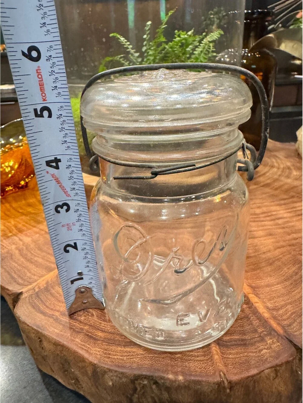Vintage Drey Improved Ever Seal Pint Mason Jar with Lid & Wire Bail - 1920s